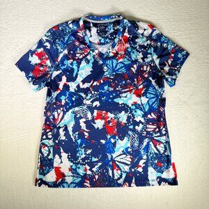 Reel Legends Womens‎ L Freeline Performance Top Abstract Butterfly Print